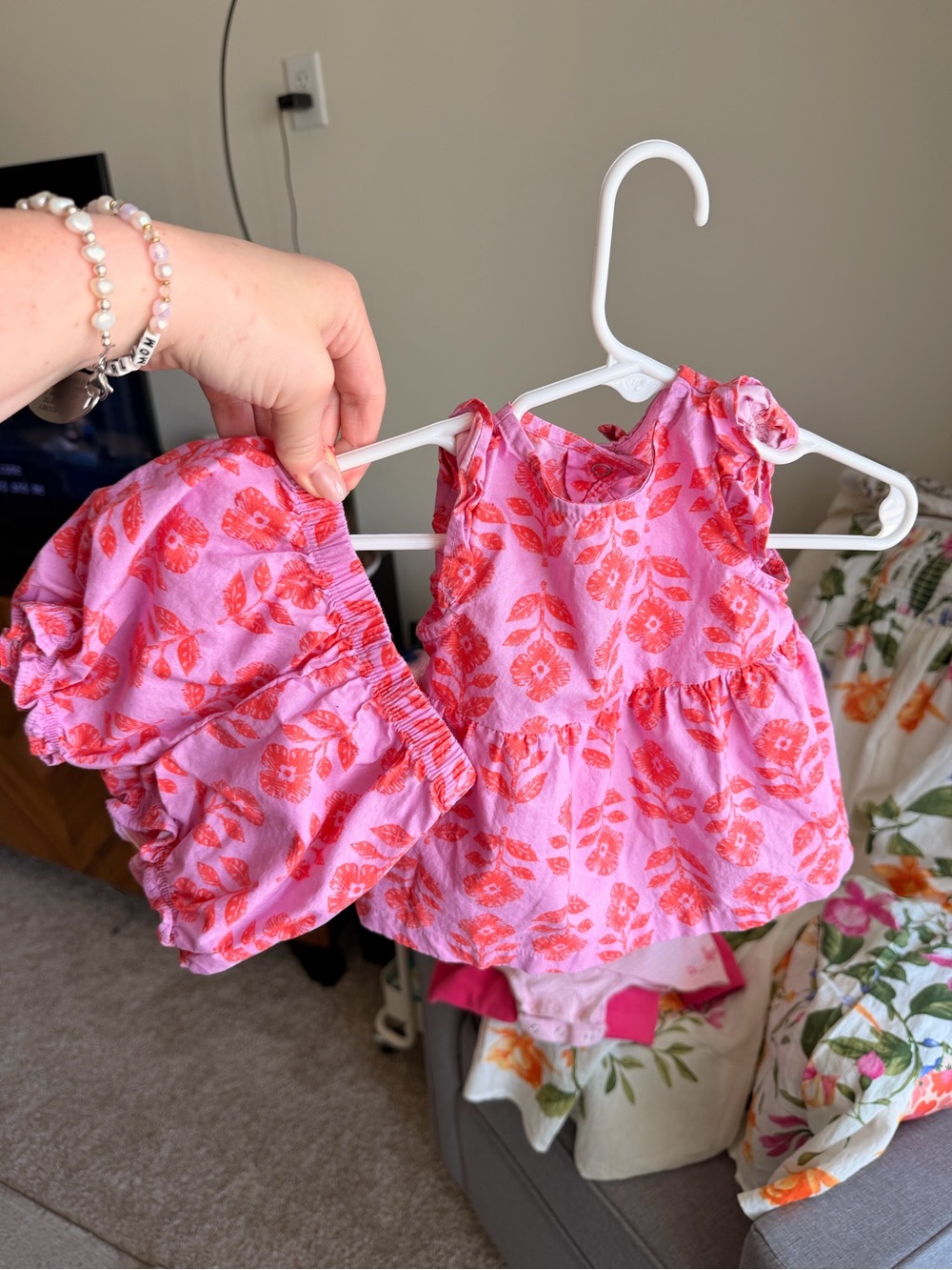 Carter's Pink Dress with Coral Floral Print